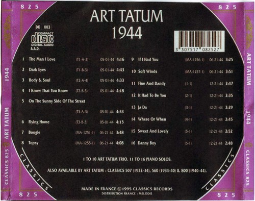 (Swing, Stride, Boogie-Woogie) Art Tatum - 1944 - 1995 (Classic Records